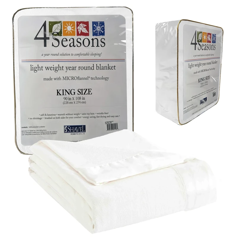 Thermee Micro Flannel King-Size All Seasons Lightweight Sheet Blanket, Machine Wash & Dry, No Pilling, 108Lx90W, Snow