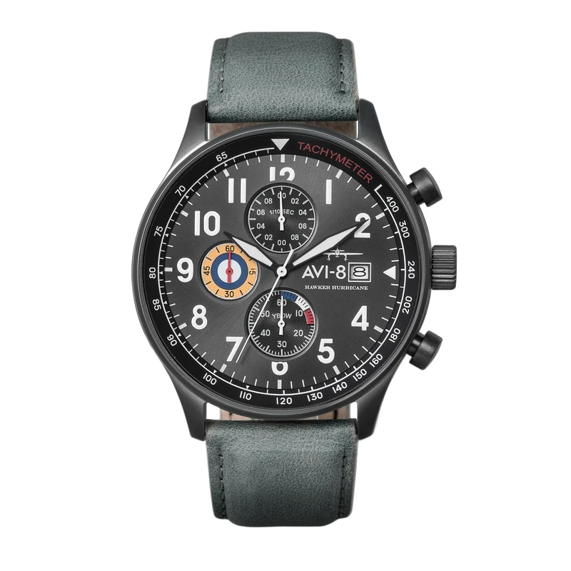 AVI-8 Military Green Hawker Hurricane Chronograph Watch AV-4011-0D, Black, Modern