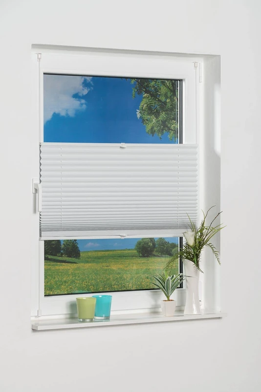 K-home Pleated Blackout Blind, Polyester, White, 110 x 130 (W x L)
