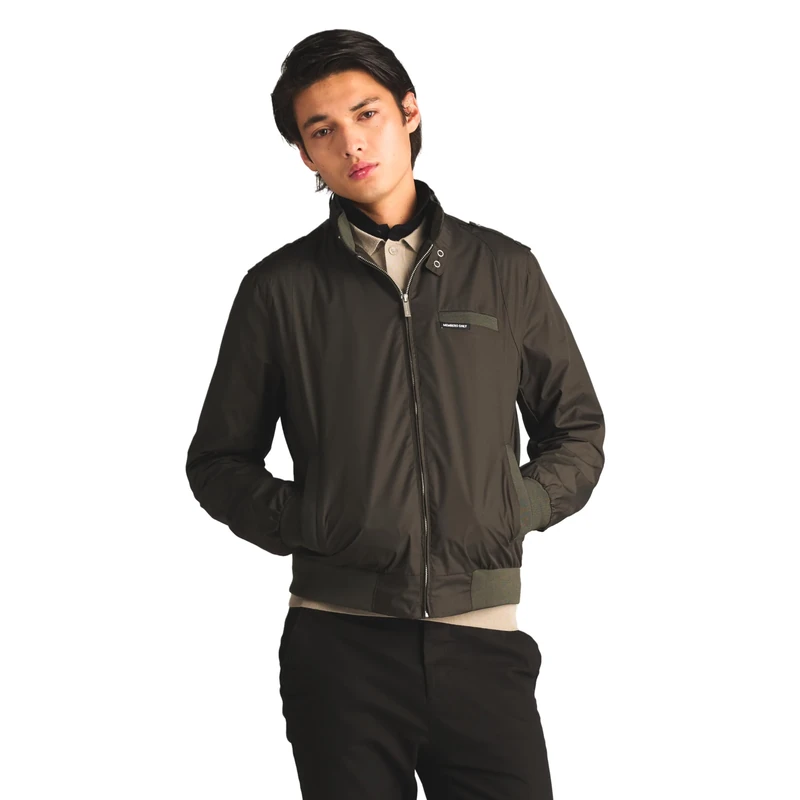 Members Only Men's Original Iconic Racer Jacket Cotton Lightweight, Dark Green, XXL
