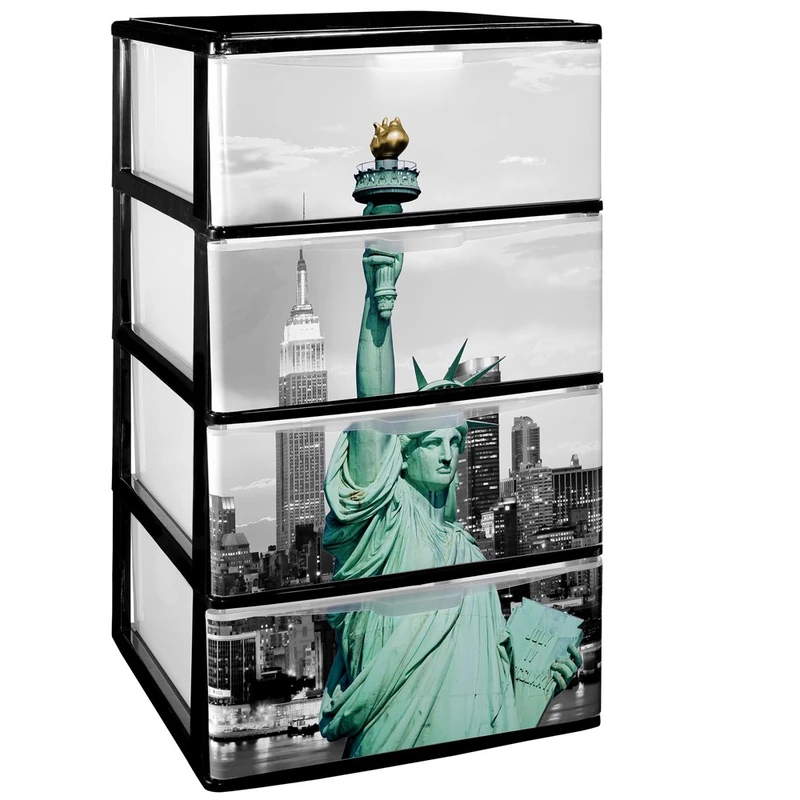 Great Plastic 2865 Set of 4 Stackable Drawers, Black, One Size