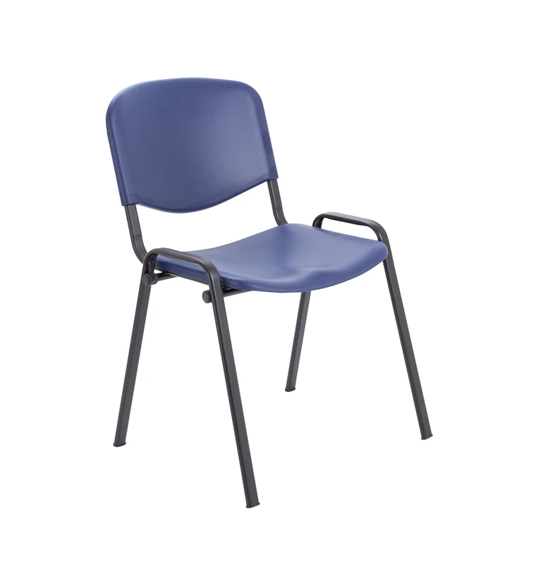 Office Hippo Heavy Duty Canteen Chair, Versatile & Robust Stackable Wipe Clean Chair With Strong Frame & Hygienic Seat, Up To 115kg Weight, Hard Wearing, 5 Year Frame Guarantee - Blue, 5 Pack