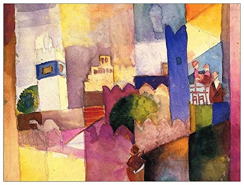ArtPlaza Macke August-Kairouan Decorative Panel, Wood, Multi-Colour, 80 x 1.8 x 60 cm