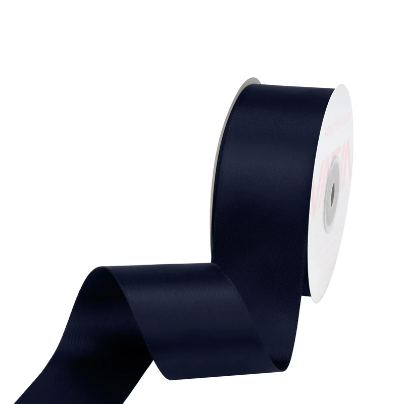 VATIN 38mm Navy Blue Double Faced Satin Ribbon - 45m Roll - Image 1