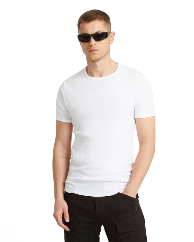 G-STAR Men's Base T-Shirt 2-Pack, White (White D07205-124-110), XXS