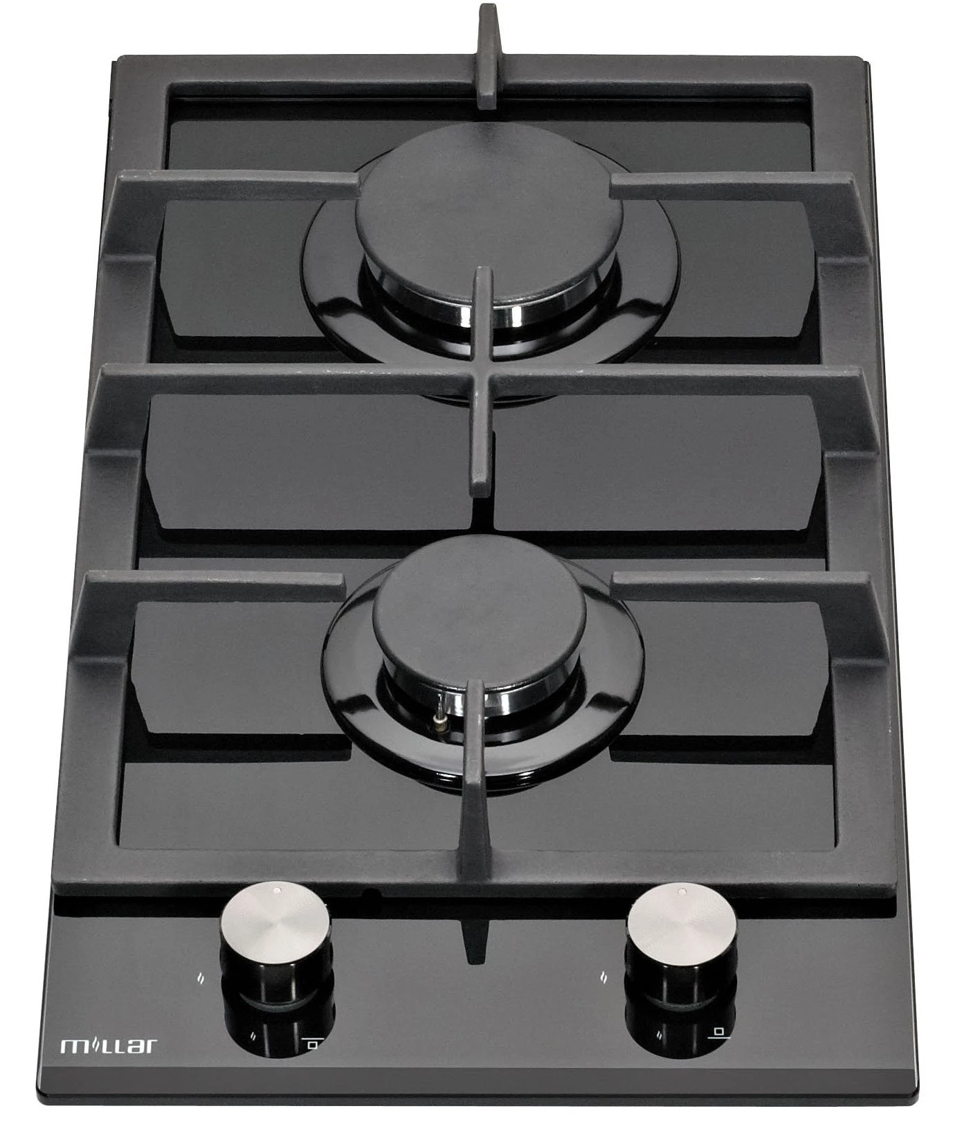 Millar GH3020TB Black Tempered Glass Hob Cooktop with 2 Gas Burners (30 cm)
