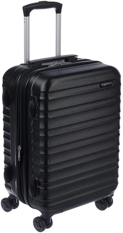 Amazon Basics Hardside Expandable Carry-on - ABS Travel Luggage with 4 Double Spinner Wheels - Scratch Resistant and Lightweight Construction - 37.5 x 25.5 x 55cm - Black