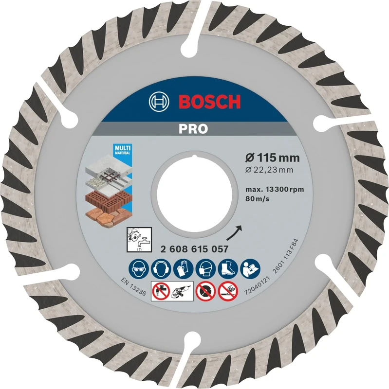 Bosch 10x PRO Multi Material Long Life Diamond Cutting Disc for Bore 22.23 and Small Angle Grinders (for Concrete, Reinforced concrete, Ø 115 mm, Professional Accessory Small Angle Grinder)