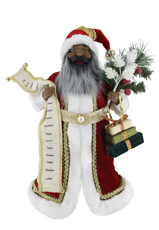 Windy Hill Collection 40 cm (16 in) Standing Name List African American Black Ethnic Santa Claus Christmas Figurine 416030A