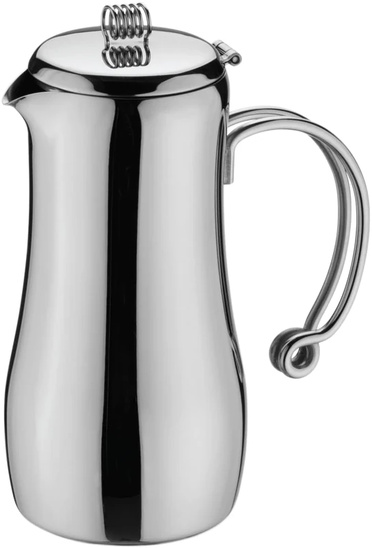 Café Stal Elements Stylish 18/10 Stainless Steel Coffee Pot with Cool Touch Wire Handles, Mirror Polished, 38oz