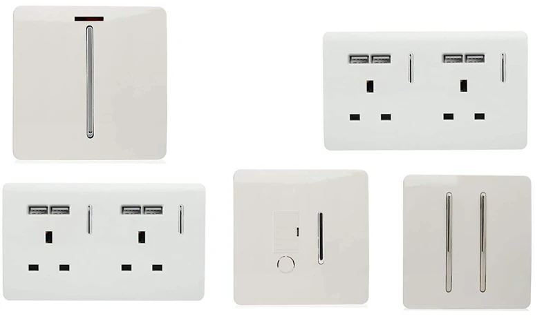 Trendi Switch Modern Glossy Switches/Sockets Kitchen Trade/Multi Buy Pack White