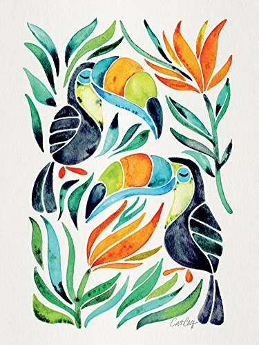 The Art Group "Tropical Toucans Cat Coquillette Canvas Print, Multi-Colour, 60 x 80 x 1.3 cm