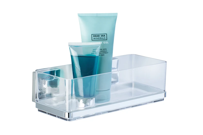 WENKO 22692100 Vacuum-Loc® wall shelf Quadro, Stainless steel, 25.5 x 8.5 x 14 cm, Shiny