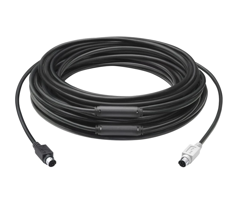 Logitech Extended Cable for Group Video Conferencing System, 15 Meters, Mini-DIN-6, FCC Class (A), CE, RoHS,Laptop/PC/Mac - Black