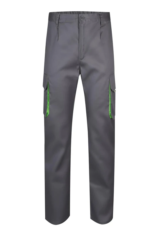 VELILLA 103004 – Multi-Pocket Trousers, Grey and Lime Green, 24