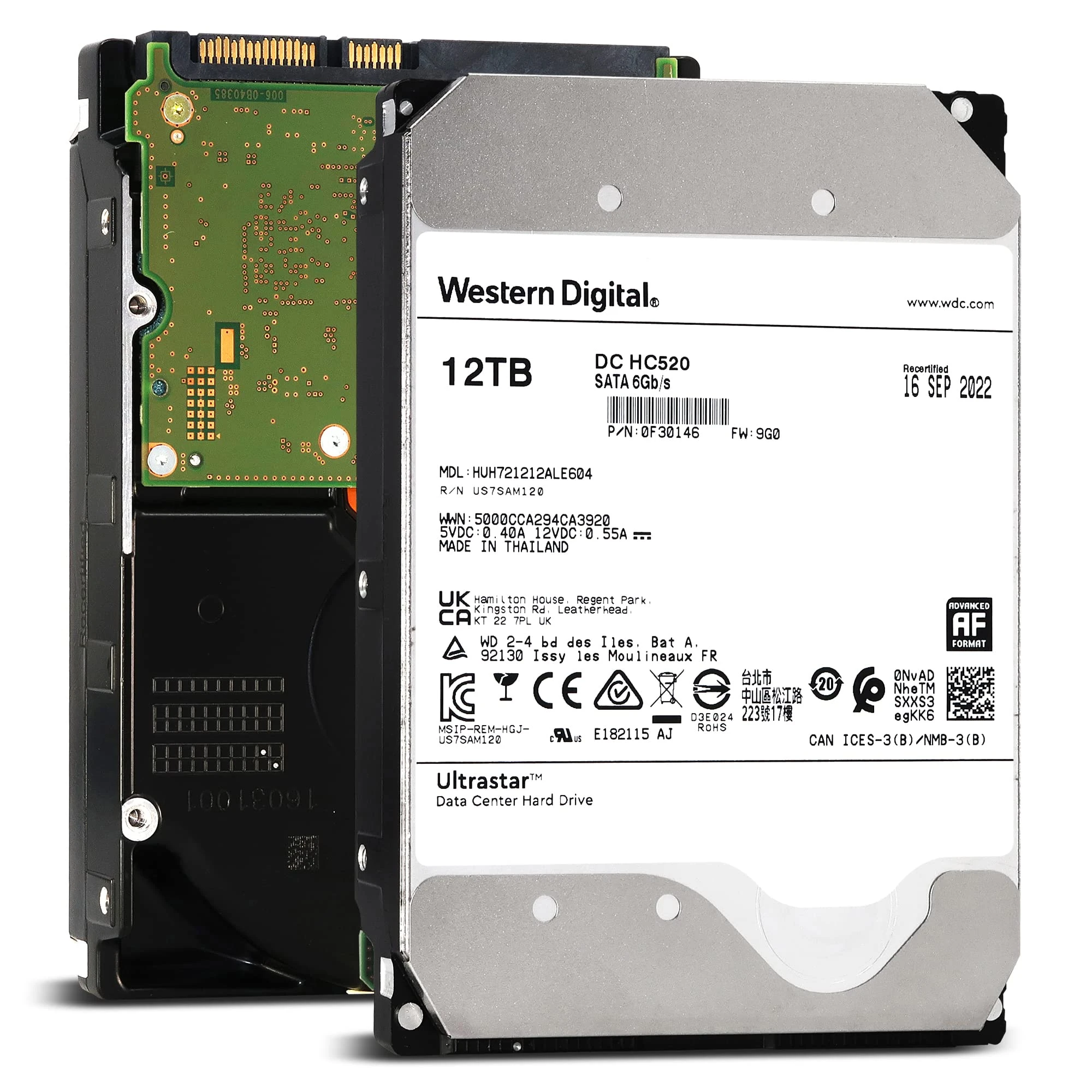 Western Digital Ultrastar DC HC520 (HUH721212ALE604) SATA Enterprise HDD 7200 RPM, 12 TB