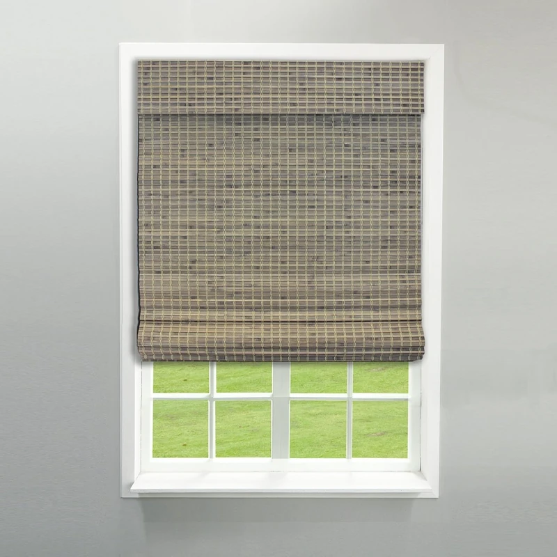 Radiance Cordless Roman Shades for Windows - Bamboo Blinds for Light Control - Home & Office - Driftwood - 30" W x 64" L