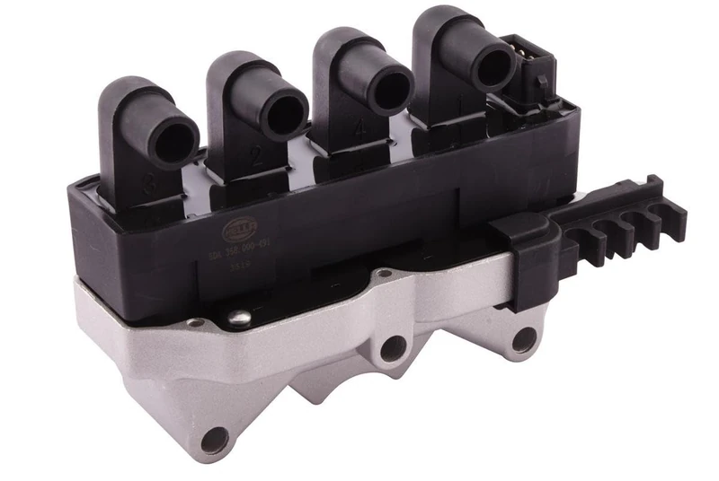 HELLA 5DA 358 000-491 Ignition Coil - 12V - 3-pin connector - Block Ignition Coil - Bolted