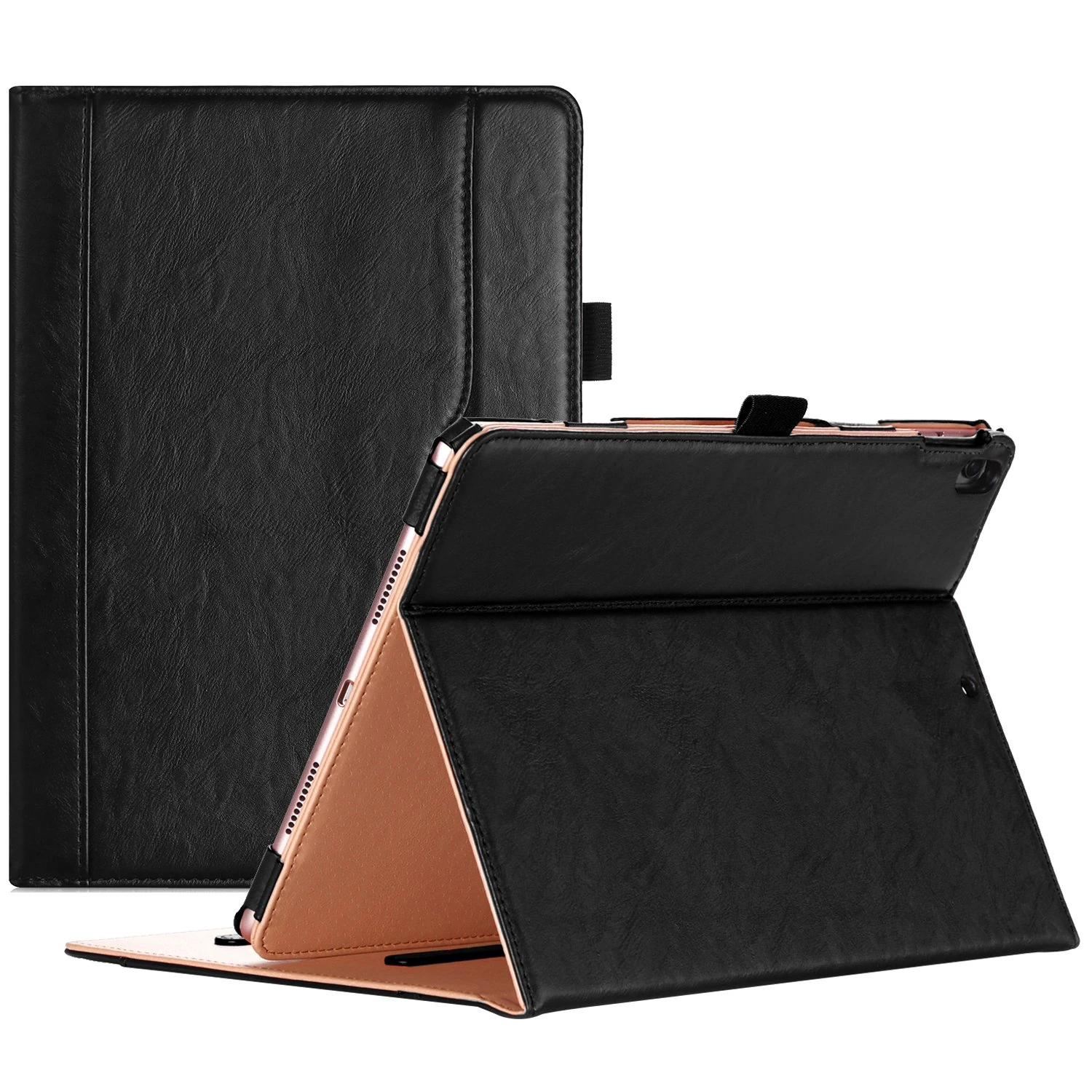 ProCase Case for iPad Air 10.5" (3rd Gen) 2019 / iPad Pro 10.5" 2017 (A1701 / A1709) with Pencil Holder - Premium PU Leather Stand Folio Protective Cover, with Document Pocket -Black