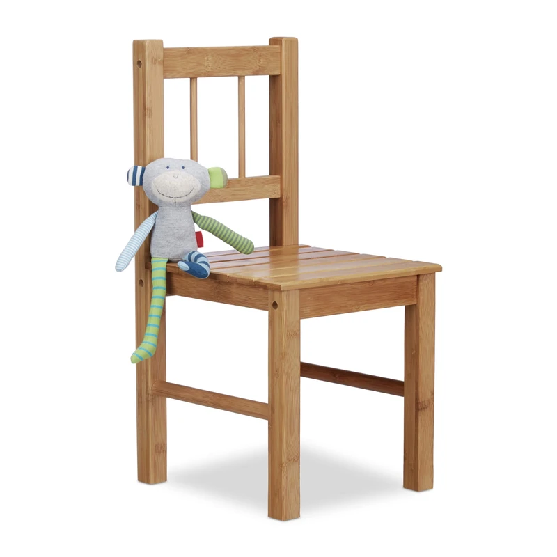 Relaxdays Bamboo Decor Chair, 57 x 27 x 29 cm, Small Flower Stand, Wooden Seat, Children's Chair, Bamboo, natural