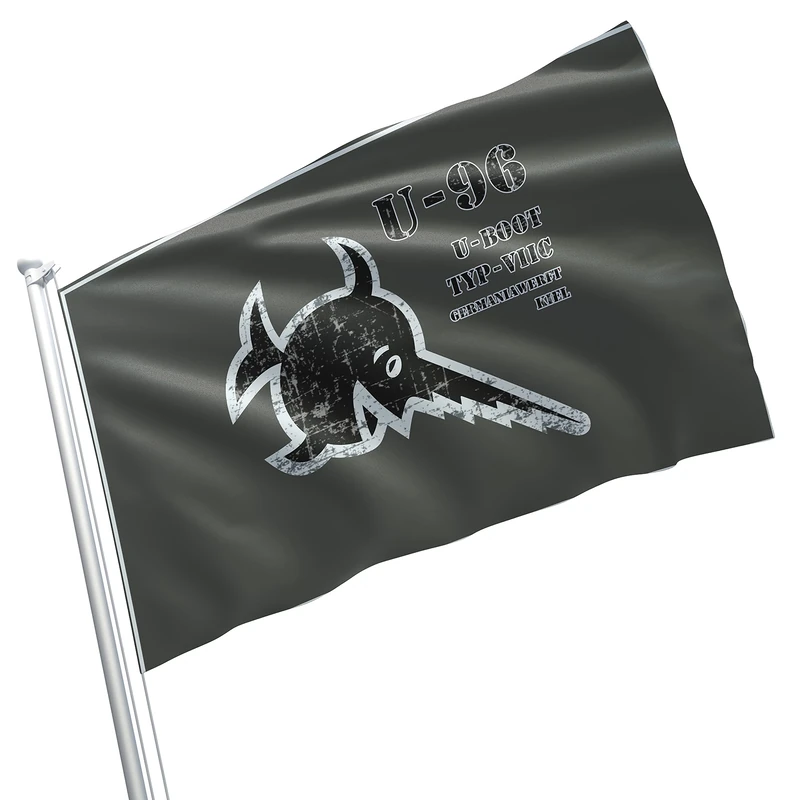 Laughing Sawfish German Submarine U-96 U-BOAT TYPE-VIIC Friedrich Krupp GermaniaWerft Kaiserliche Marine logo Flag Banner 3x5 Vivid Color Double Stitched Brass Grommets