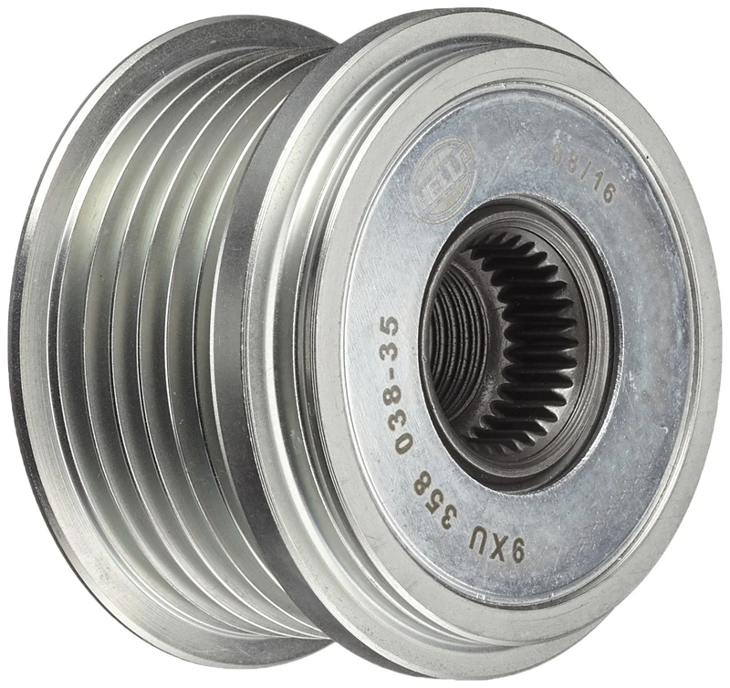HELLA 9XU 358 038-351 Alternator Freewheel Clutch - Thread Size: M16x1,5 - Number of grooves: 6 - with cap - Image 1