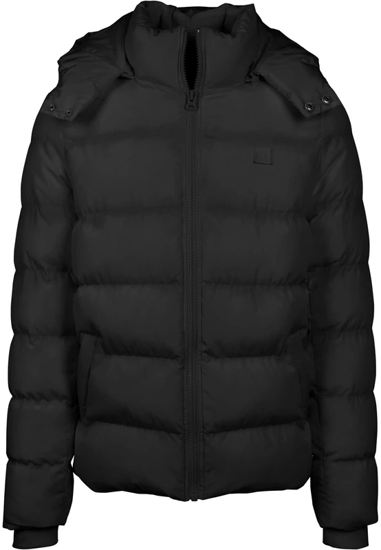 Urban Classics Men's Hooded Puffer Quilted Interior Padded Jacket with Elasticated Cuffs, High Neck Zipper, Removable Hoodie, Black, XL