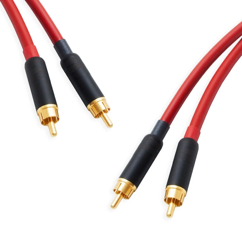 Star-Quad RCA Stereo Pair. Twin Phono. Van Damme Audio Cable. 2 Gold Plated RCAs (1.5m, Red)
