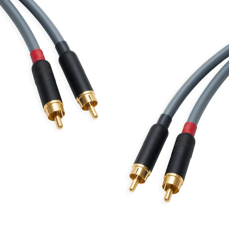 Star-Quad RCA Stereo Pair. Twin Phono. Van Damme Audio Cable. 2 Gold Plated RCAs (2m, Grey)