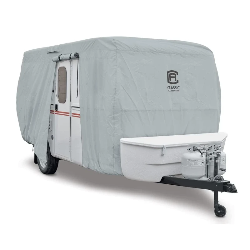 Classic Accessories Over Drive PermaPRO Molded Fiberglass Travel Trailer Cover, Fits 10'1" - 13' RVs, RV Cover, Camper Cover, Travel Trailer Cover