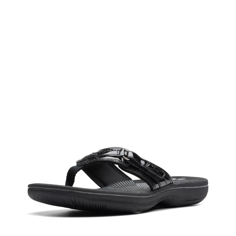 Clarks Women's Breeze Sea Flip-Flop, Black Patent, 3.5 UK