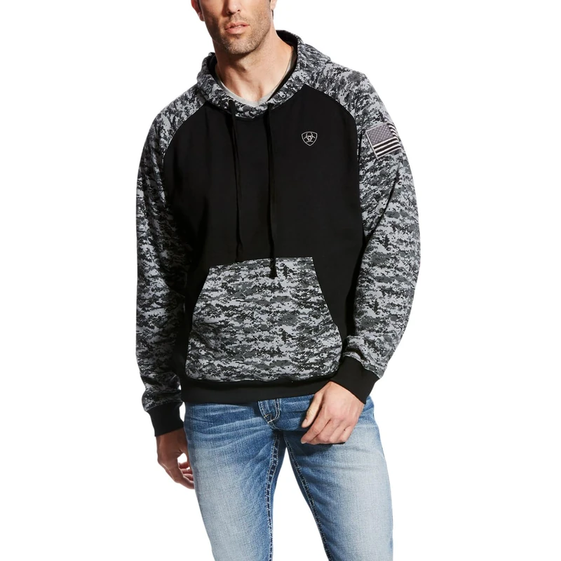 ARIAT Men's Hoodie Sweatshirt, Patriot Black Digi Camo, XL