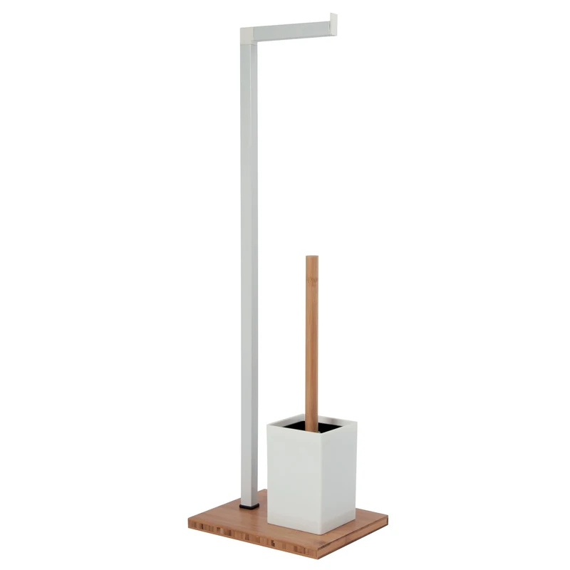 MSV Toilet paper holder and toilet set of bamboo