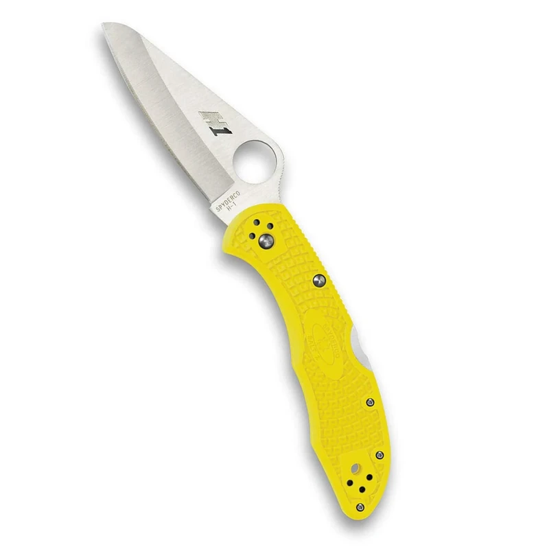 Spyderco Salt 2 Lightweight Folding Knife - Yellow FRN Handle with PlainEdge, Hollow Grind, H-1 Steel Blade and Back Lock - C88PYL2
