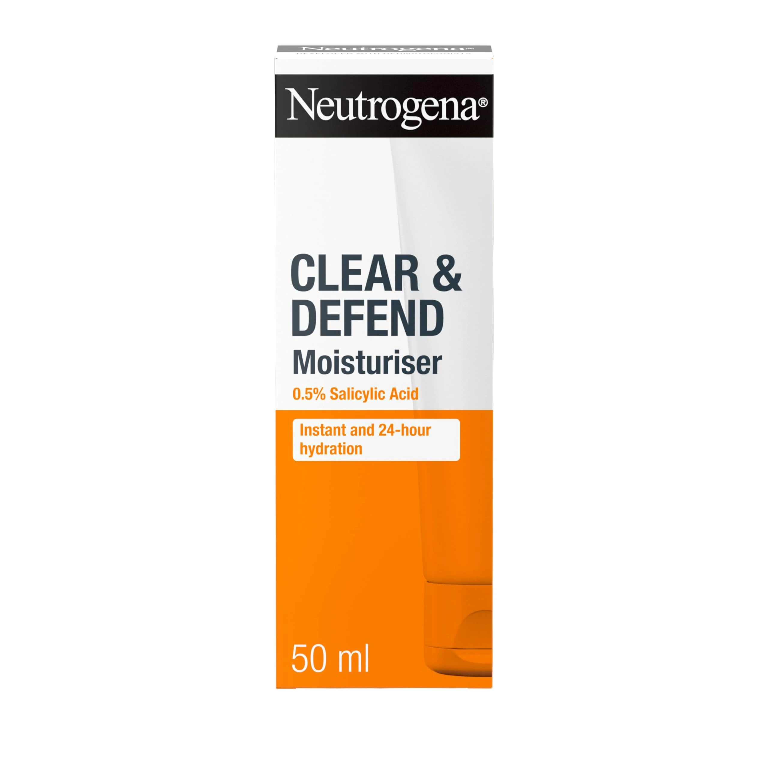 Neutrogena Clear and Defend Moisturiser 50 ml, Oil-Free Daily Face Cream for Spot-Prone Skin, with Purifying 0.5% Salicylic Acid to Help Prevent Breakouts for Smoother, Softer & Clearer Skin