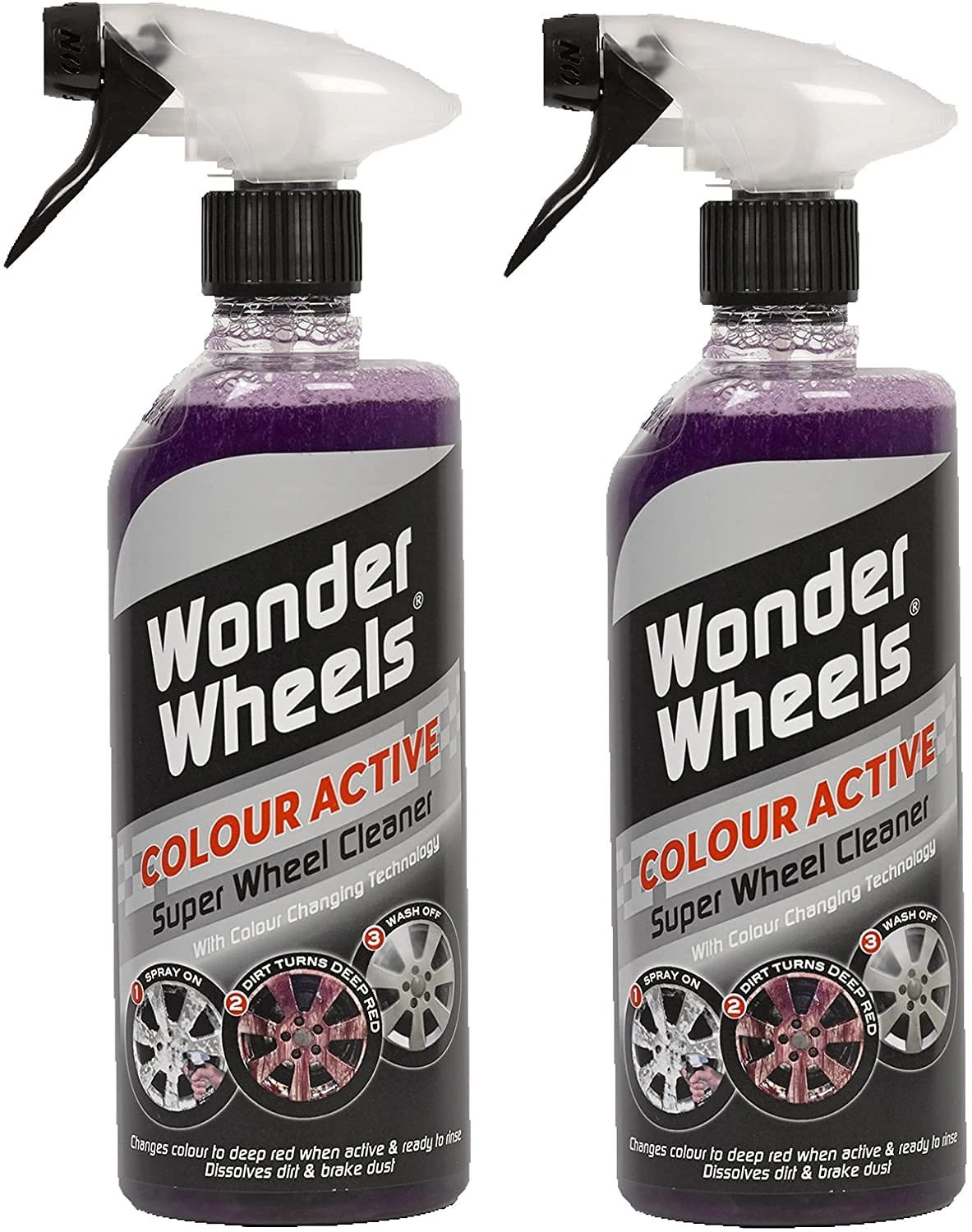 Wonder Wheels Colour Active Wheel Cleaner 600 ml Pack of 2 - Colour Activated Wheel Cleaner