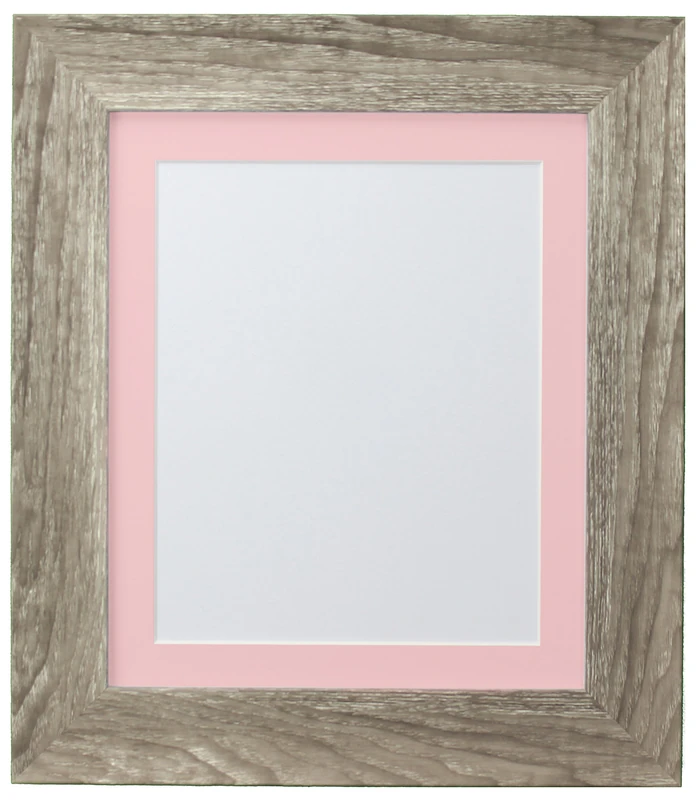 FRAMES BY POST Hygge Picture, Photo and Poster Frame, Plastic Glass, Grey Ash with Pink Mount, 30 x 24 Inches Image Size A2