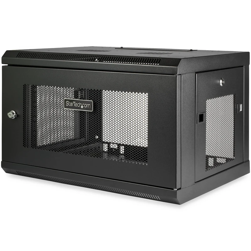 StarTech.com 2-Post 6U Wall Mount Network Cabinet w/ 1U Shelf, 19" Wall-Mounted Server Rack Kit for IT / Data Computer Equipment, Ships Fully Assembled