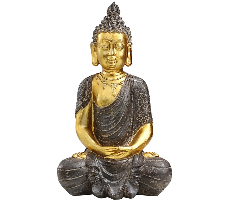 Dehner Buddha Figurine Buddha 52.5 x 22.5 x 32 cm, Polyresin, Gold - Image 1