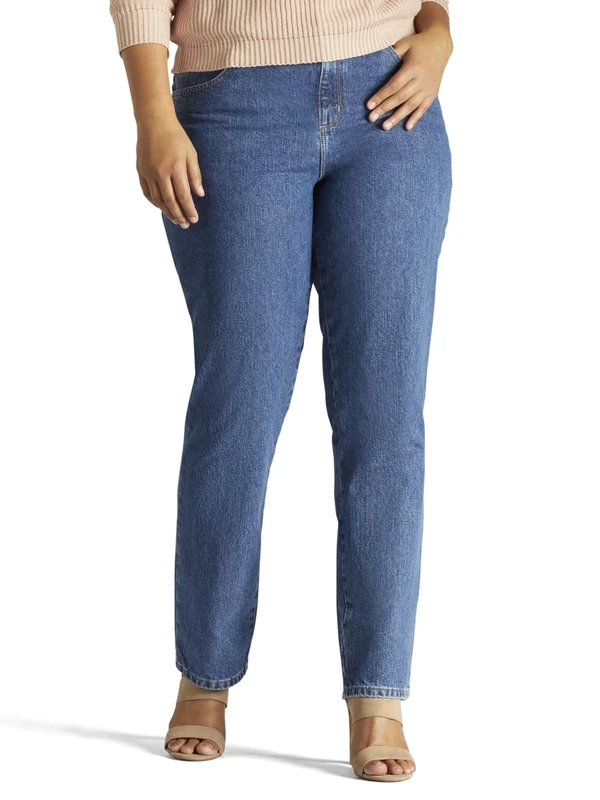 Lee Uniforms womens3080Plus-size Relaxed Fit All Cotton Straight Leg Jean Jeans - Blue - 22 Petite US
