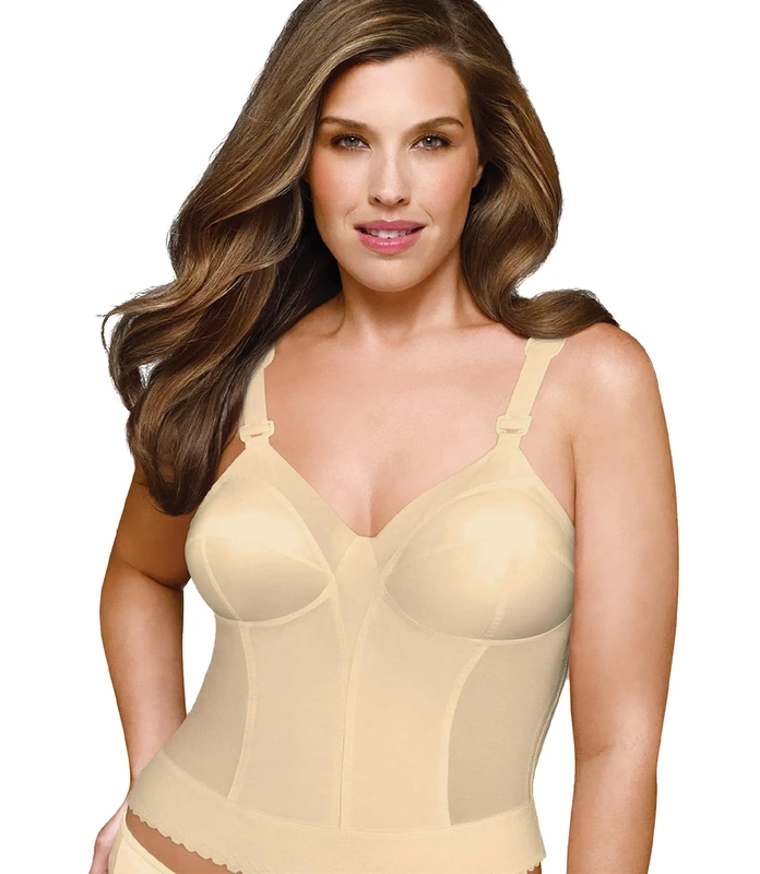 Exquisite Form Women's Back Close Longline Bra, Opaque, Beige, 48D