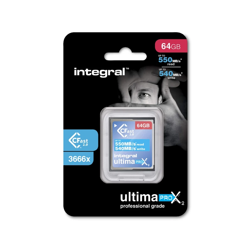 Integral 64GB CFast Card 2.0 High Performance with read speed up to 550MB/s and write speed up to 540MB/s
