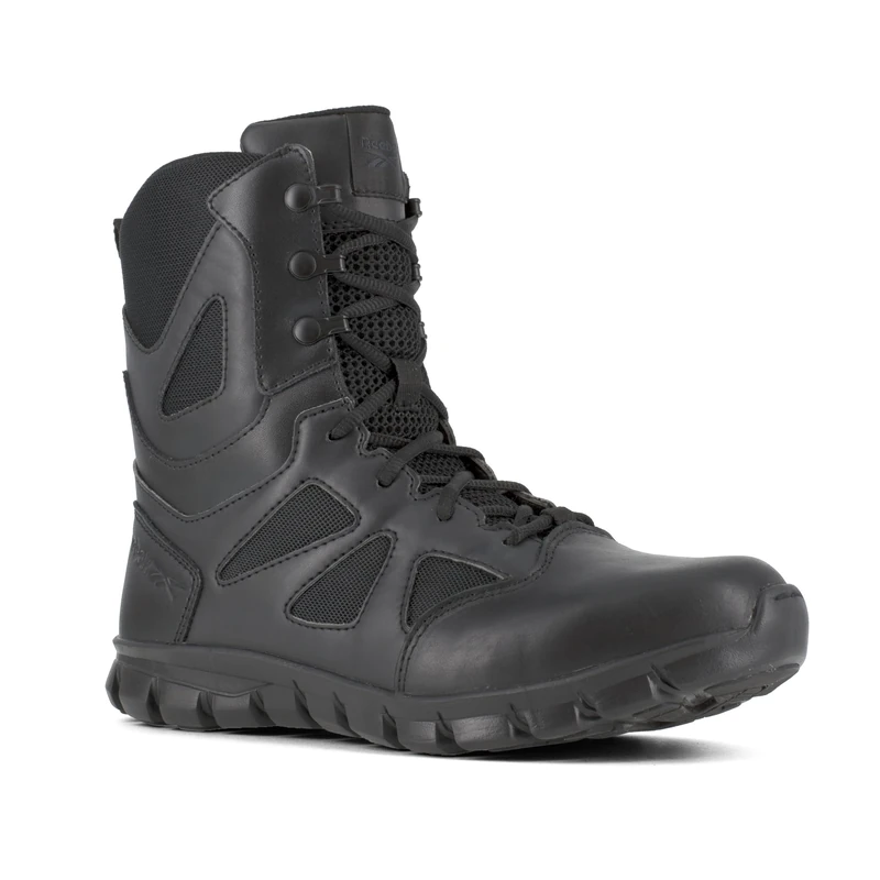 Reebok Men's Rb8805 Sublite Cushion Soft Toe 8" Tactical Boot with Side Zipper Black Military UK