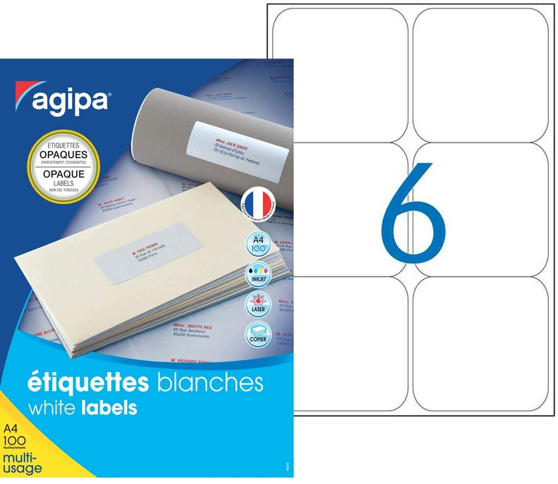 Agipa 102421 Opaque Shipping Address Labels 99.1 x 93.1 mm