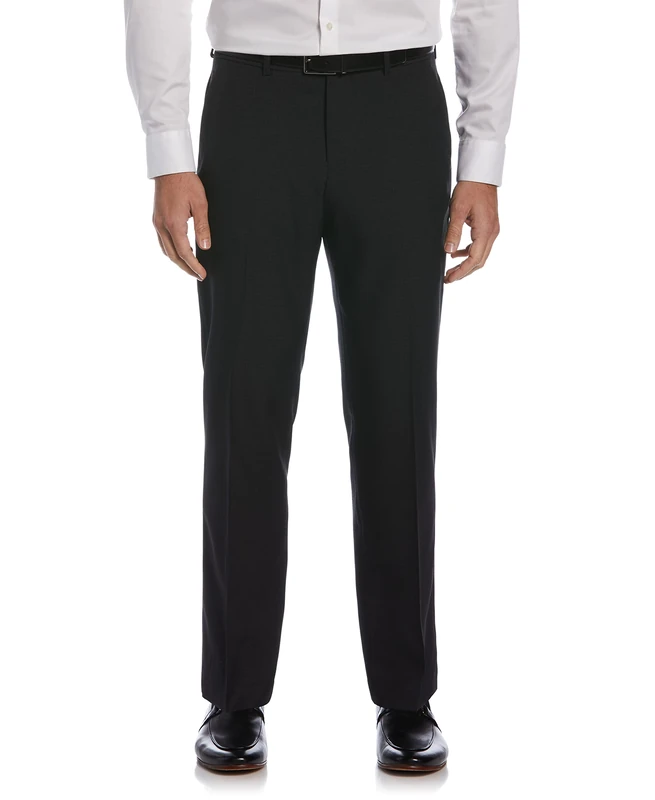 Perry Ellis Men's Modern Fit Performance Pant Dress, Black Check, 33W x 32L