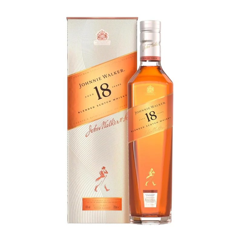 Johnnie Walker Aged 18 Years | 40% vol | 70cl | Blended Scotch Whisky | Notes of Spice | Sweet Fruit & Cream | Perfect for Gifting | with Gift Box