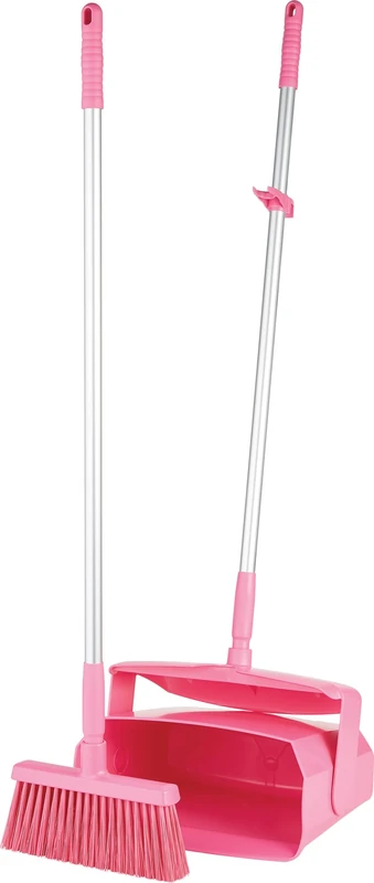 Remco 62501 Lobby Dustpan with Broom - 37 inch Handle, Pink