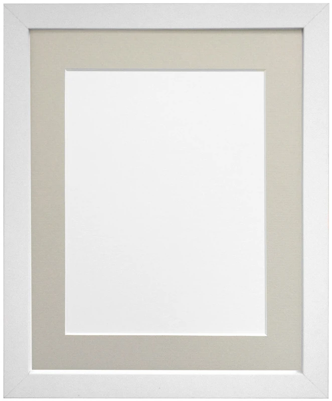 FRAMES BY POST 25mm White Picture Photo Frame with Light Grey Mount 30" x 24" For Pic Size 24" x 20" (Plastic Glass)