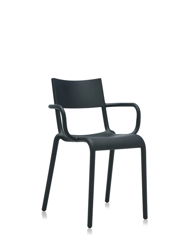 Kartell GENERIC A Chair Stackable Up To 5 Chairs, Plastic, Black, 52.5 x 52 x 79 cm