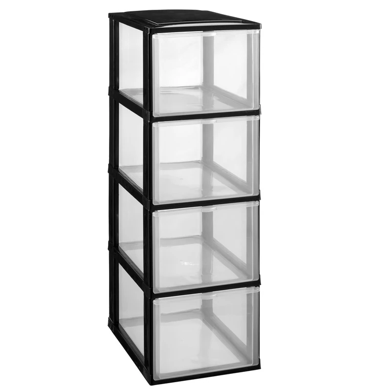 Great Plastic Plastic Mod. 4 Med. Drawers 260X340X765 mm Black, One peice